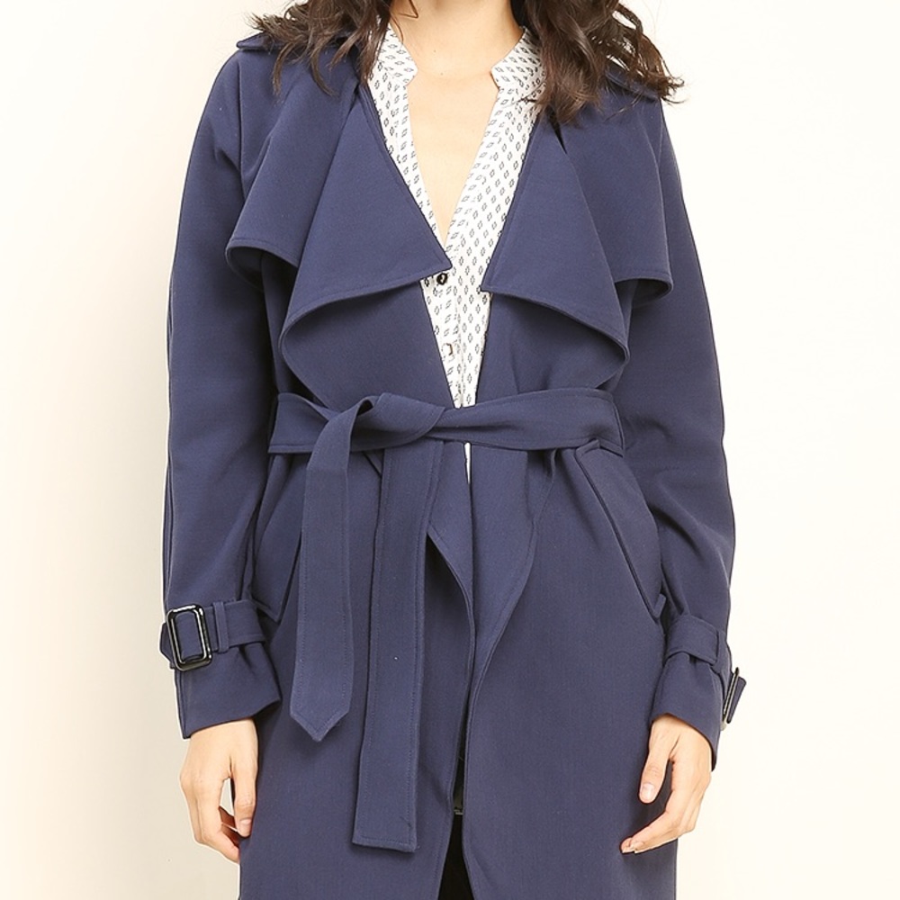 Abt Blue Belted Trench Coat